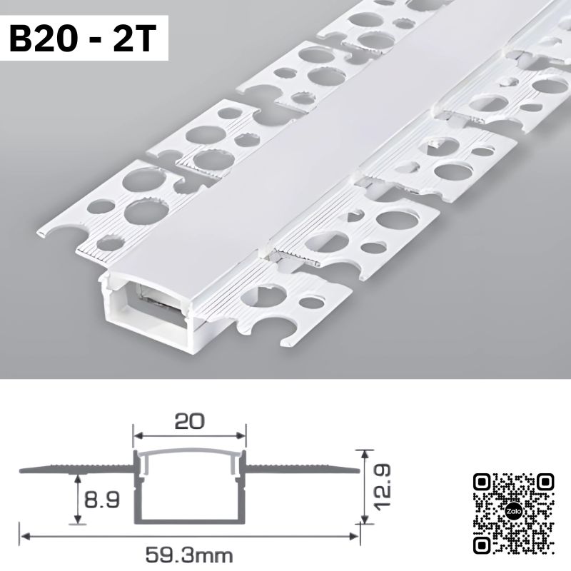 Thanh Nhôm Giấu Viền Uốn Cong Dài 1m5 | B20-2T